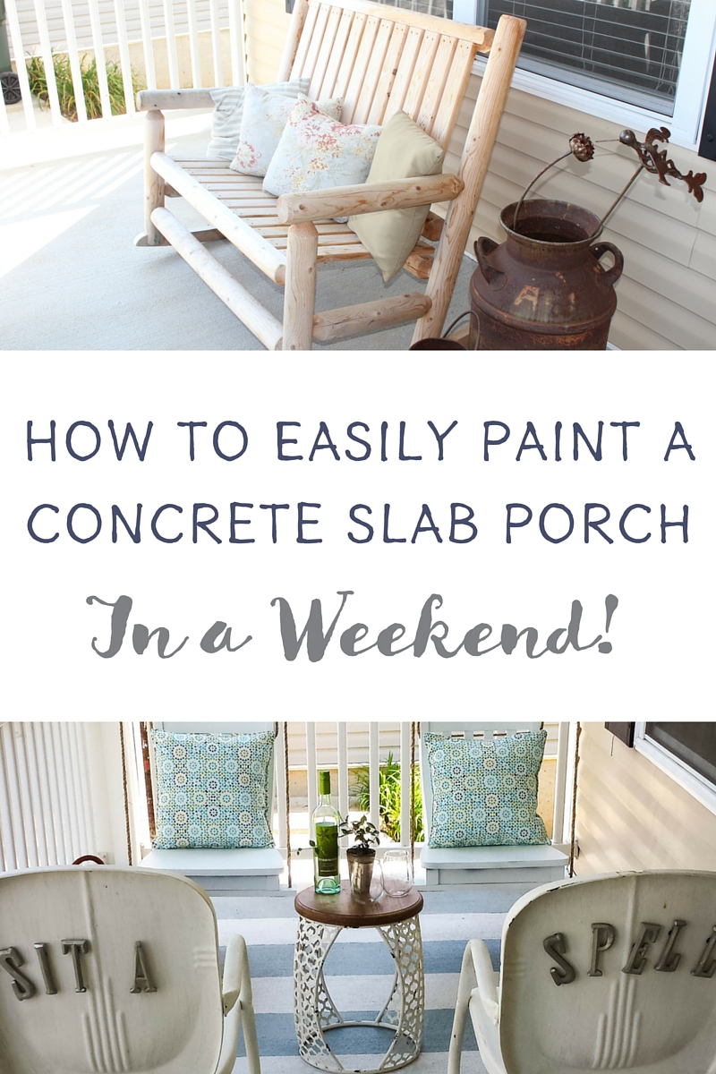 Add personality to a concrete slab porch with painted stripes