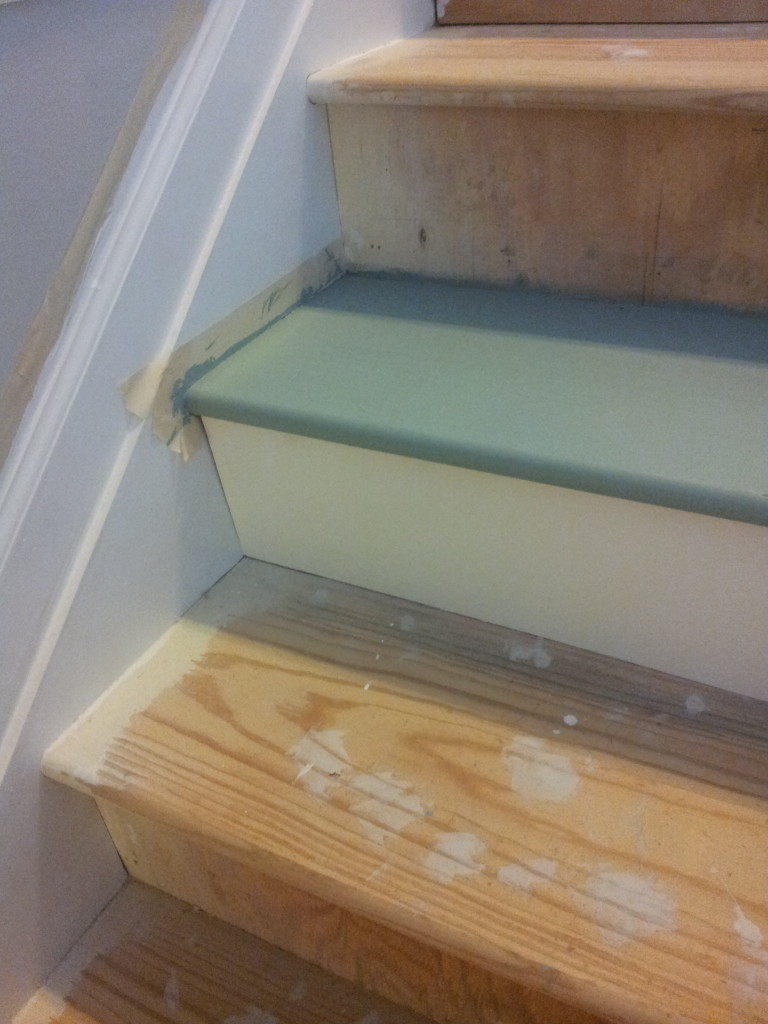 Painted stair treads and DIY stair riser