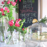 Christmas Home Tour - Kitchen Island Vignette Pink - Kitchen Chalkboard