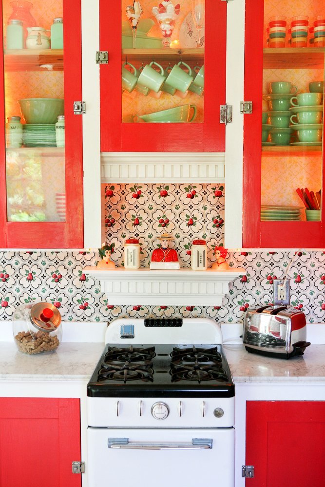 Red Kitchen Cabinets