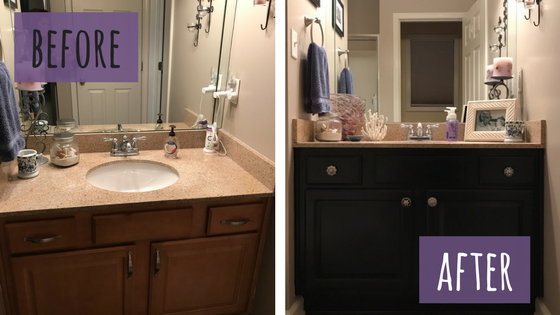 Chalk Painted Bathroom Vanity Makeover Our Storied Home - Best Way To Paint Bathroom Vanity